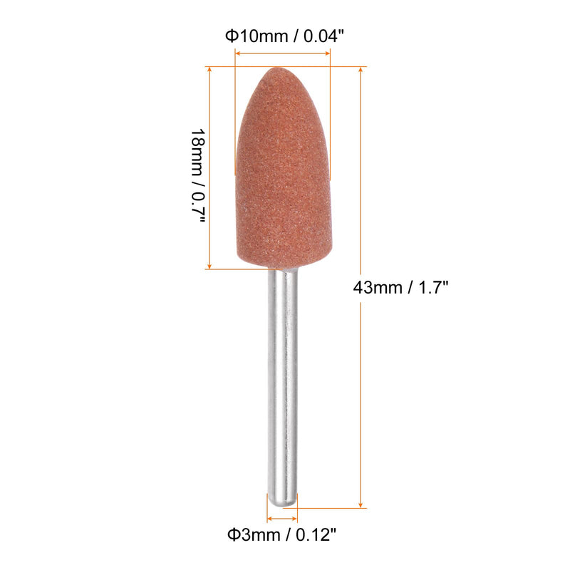 [Australia - AusPower] - QUARKZMAN 10 Pcs Mounted Tapered Heads Sanding Discs 10mm Metal Grinder Bits with Shank for Rotary Tools, Metalworking and Engraving, Brown 