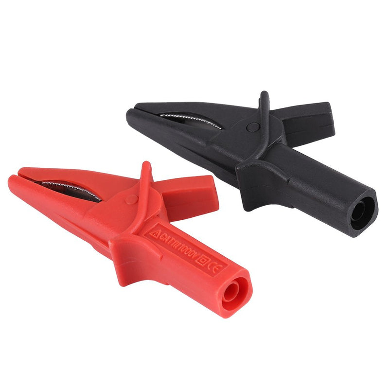 [Australia - AusPower] - 2pcs Fully Insulated Alligator Alligator Clip Large Dolphin Gator Clips with 4mm Female for Oscilloscope Test Leads 