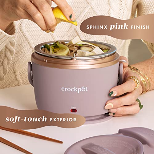 Crock-Pot Electric Lunch Box, Portable Food Warmer for Travel, Car, On-the-Go, 20-Ounce, Blush Pink | Keeps Food Warm & Spill-Free | Dishwasher-Safe | Gifts for Women 20 Ounce