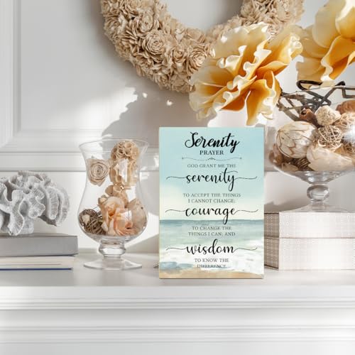 Christian Desk Sign, Bible Verses Wall Decor Serenity Prayer, Religious Gifts For Women Friends, Scripture Gifts For Baptism Birthday, Wooden Plaque Decor for Home Office -33