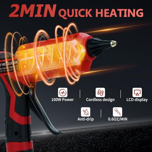 HLiePiHa cordless hot glue gun for Milwaukee 18V battery, 100W wireless glue gun