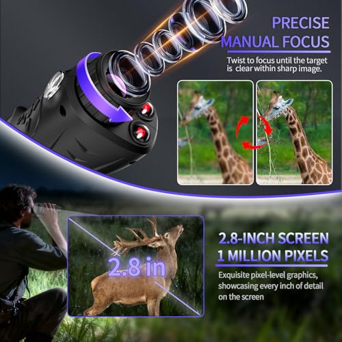 4K& 66MP Night Vision Monocular, Dual IR Infrared Monocular with 18X Digital Zoom, 3000mAh Rechargeable Battery,32GB SD Card & Card Reader, Portable for Camping Wildlife Watching Home Security