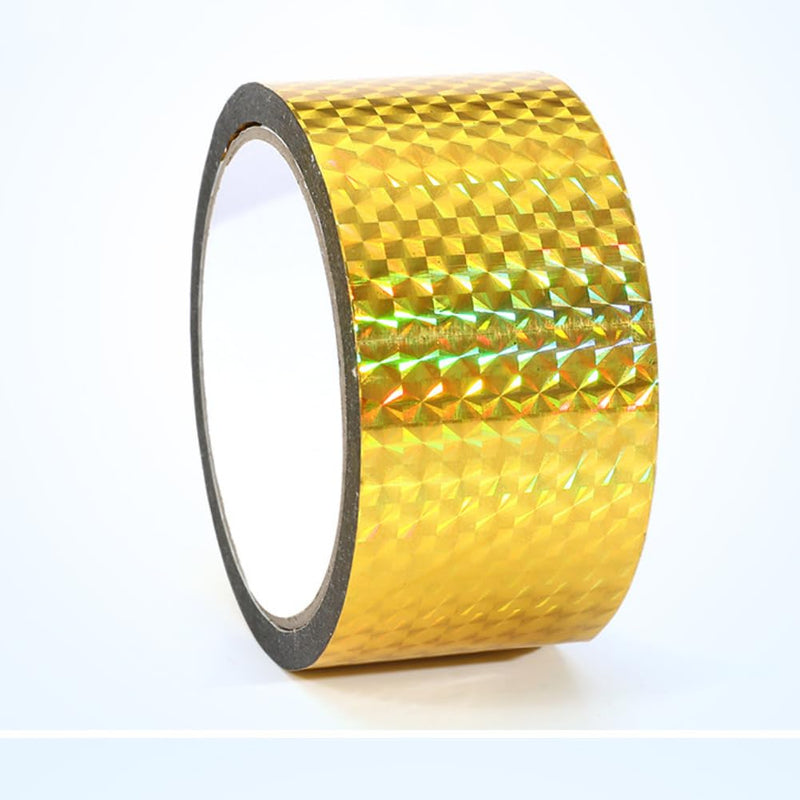 Self-Adhesive Holographic Reflective Tape Prism Tape Holographic Reflective Tape for Keep Birds Away, Craft Projects, DIY Art, Home, Daily Use (Gold, 1 Inch x 55 Yard) Gold