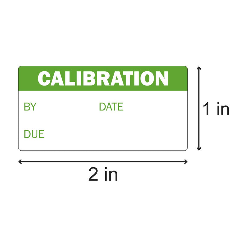600 Calibration Labels, 1 x 2 Inch Calibration Stickers Write on Maintenance Inspection Calibrated Commercial Label Safety Quality Control QC Stickers - 2 Rolls of 300 Labels 600 Labels Green-white