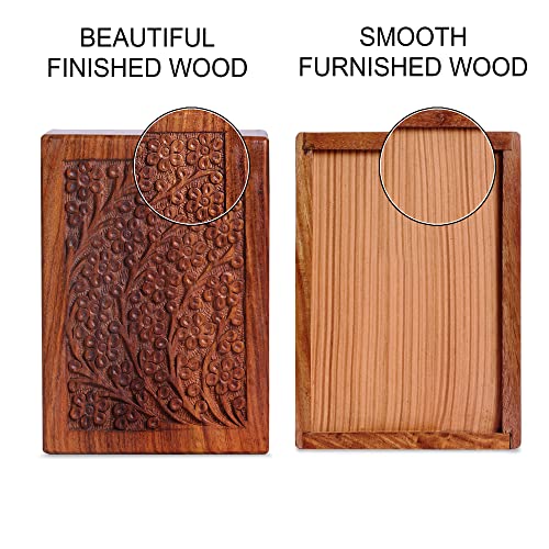 Wooden Urn Box for Human Ashes, Cremation Funeral Urns Box, Pet Memorial Urns, Cat Infant Adult Urn, Keepsake Burial Ash (Extra Small) All Over Flower X-Small