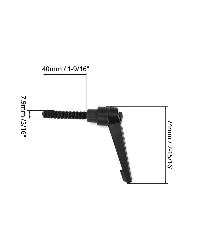 [Australia - AusPower] - QWORK M8 x 40mm Adjustable Clamping Lever Handle - 5 Pack, Ergonomic Zinc Alloy Rotating Screw Lever Handles with Steel Male Threaded Studs, for Lathes, Woodworking, Industrial Equipment 