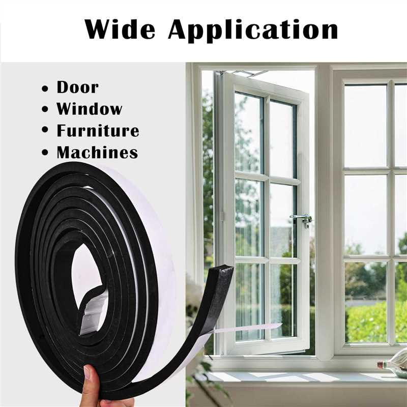 1/2" W x 1/4" T Foam Tape Single Sided, Closed Cell Weather Strip 16.5ft | AC Window Seal and Door Insulation High Density Soundproof Sponge Rubber Foam Strip with Self-Adhesive Backing Weather Proof