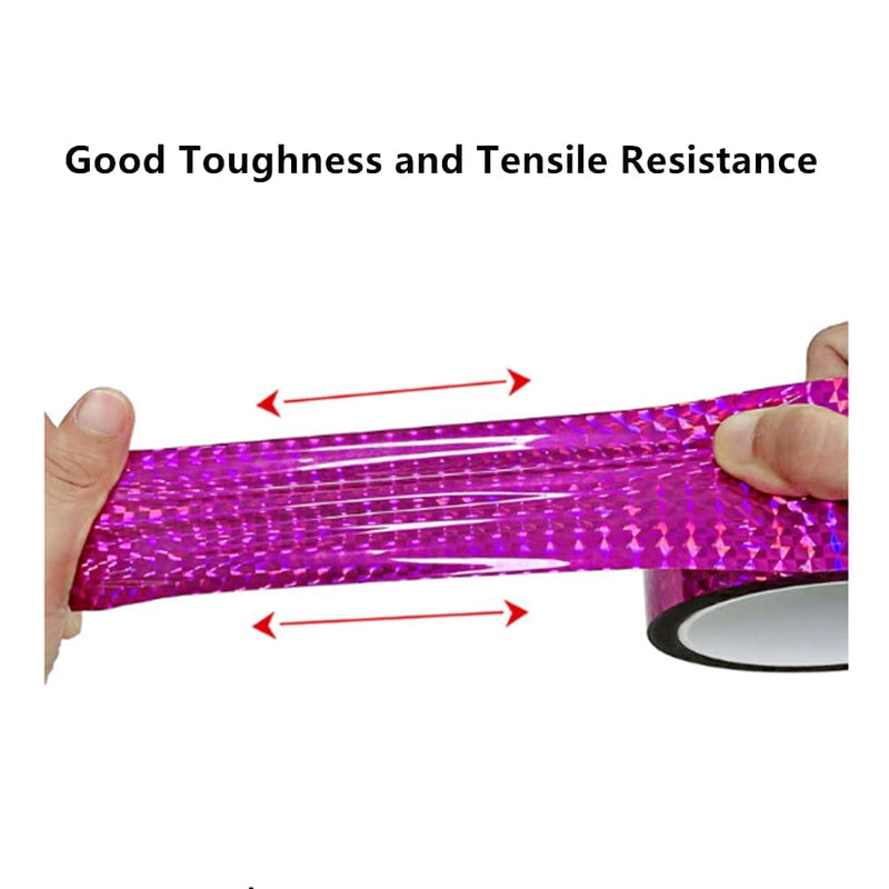 Self-Adhesive Holographic Reflective Tape Prism Tape Holographic Reflective Tape for Keep Birds Away, Craft Projects, DIY Art, Home, Daily Use (Pink, 1 Inch x 55 Yard) Pink