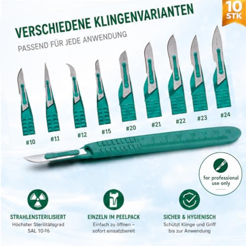 Disposable Scalpel No.15 - 10 in a Pack - Sterile, Stainless Steel Blade, Plastic Handle, Individually Wrapped - Medical Disposable Surgical Cutlery | Heinz Herenz medical supplies