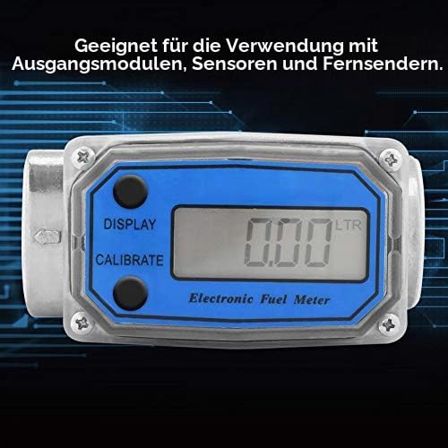 Turbine Meter Mini Digital Turbine Flow Meter Diesel Fuel Flow Meter 15-120L 1 Inch NPT (Blue)