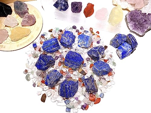 QINJIEJIE Natural Lapis Lazuli Raw Crystals Rough Stones Bulk Gemstones Blue - Lapis Lazuli 0.45 Pound