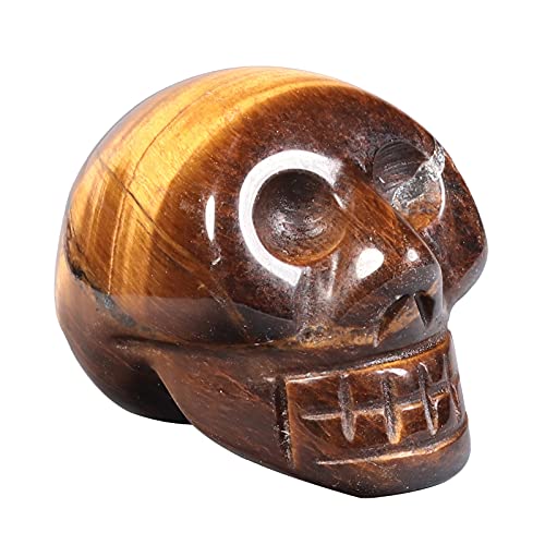 Amogeeli 1 Inch Healing Crystal Skull Sculpture Set of 4, Hand Carved Stone Head Figurine Home Decor Brown