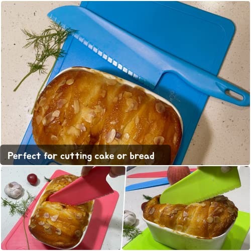 jawbush 11" Plastic Serrated Knives Set to Cut Salad, Bread, Brownies or Lasagna, Professional Large Lettuce Knife to Prevent Turning Brown, Nylon Knife for Nonstick Pans, Durable Chef's Knife, 4 Pcs 4 Pack