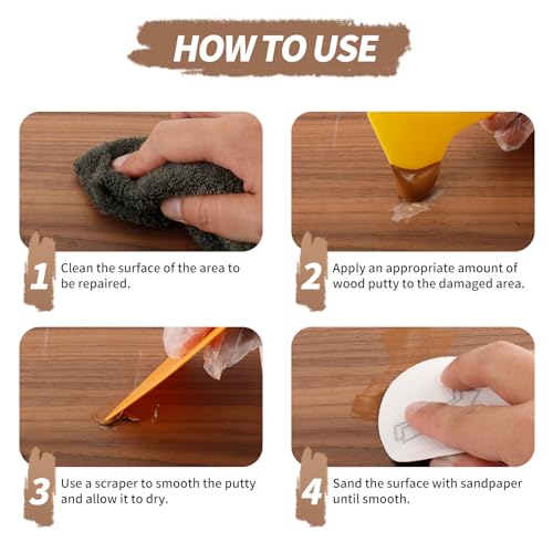 KEPTFIT walnut wood filler putty for paintable and stainable furniture repair, 8.8 oz container