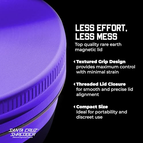 Santa Cruz Shredder Metal Herb Grinder Knurled Top for Stronger Grip 2-Piece Small (Mini) 1.7" (Purple) Purple