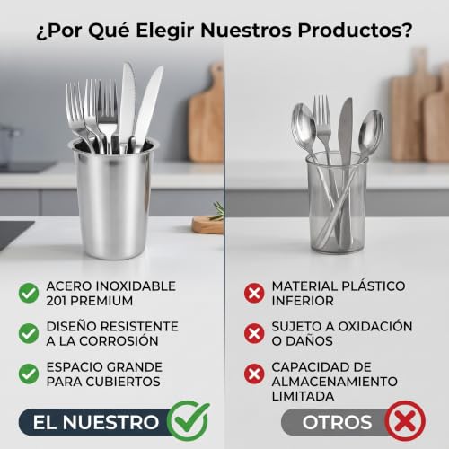 HEEPDD Stainless Steel Kitchen Utensil Holder, Countertop Organizer for Cooking Utensils, Silverware, Chopsticks, 5.4 x 3.4 Inch, 3 Pack