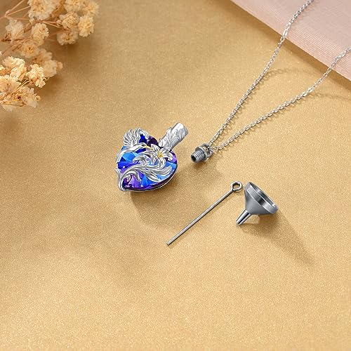 VONALA Hummingbird Urn Necklace for Ashes S925 Sterling Silver Hummingbird Cremation Jewelry for Ashes for Women Hummingbird Memory Ashes Keepsake Necklace for Loss Loved Ones Women Purple