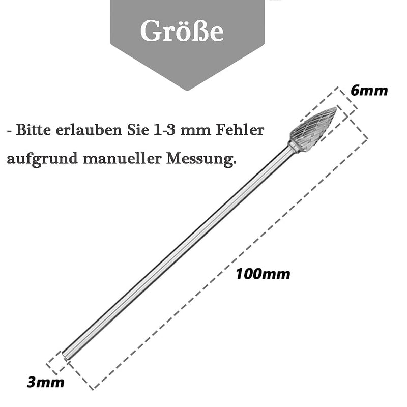 [Australia - AusPower] - Mesee 10 Piece Rotary Burr Set, Tungsten Steel Burr, Rasp Set, Carbide Burr, Woodworking Grinding Head, Rotary Tool Tungsten Steel Grinder for Carving, Engraving, Drilling, 100 mm 