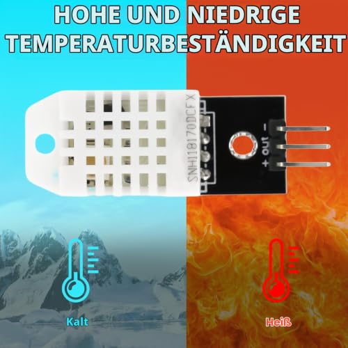Pack of 8 DHT Temperature Sensor 22/2302 and Humidity Sensor with Board and Cable 3.3-5.5V DHT Temperature Sensor Compatible with Arduino, Sensor 22 Digital Temperature and Humidity Sensor