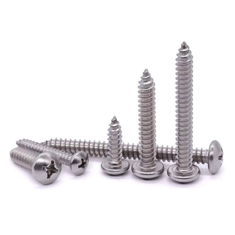 [Australia - AusPower] - #6 x 1/2" Pan Head Sheet Metal Screw, 304 Stainless Steel 18-8, Phillips Drive Self Tapping Screw, Round Head Wood Screw, Bright Finish, Full Thread, Pack of 100 #6 x 1/2" 