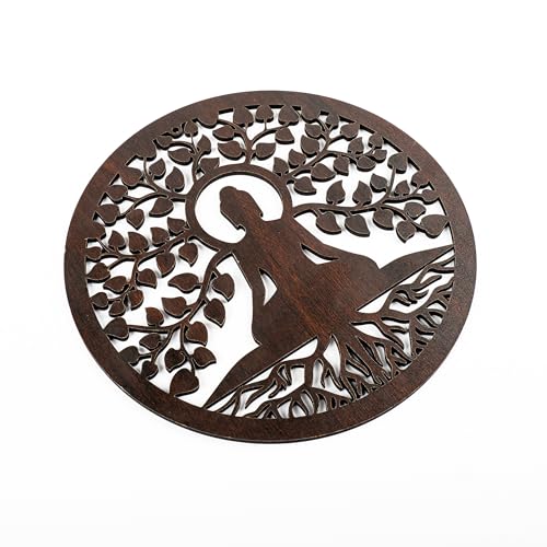 Tarini Gallery Wooden MDF Buddha Under Tree Wall Decor Meditative Spiritual Wall Hanging for Living Room Pooja Room Home Temple Decoration and Gifting (Budha under Tree) Budha under Tree