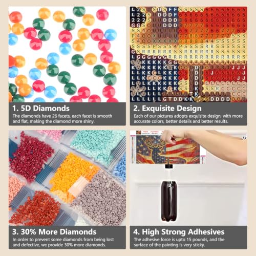 Domnpes Deer Diamond Art, Diamond Painting Kit for Adults