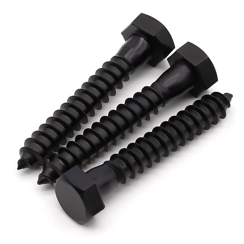 [Australia - AusPower] - 1/2 x 3 (8 Pack) Stainless Steel Hex Lag Bolts, Hexagon Head Lag Screws Bolts, Stainless Steel 304 (18-8), UNC Coarse Thread, Tip Point, Deck Screws, Black Coated 1/2 x 3" 8 