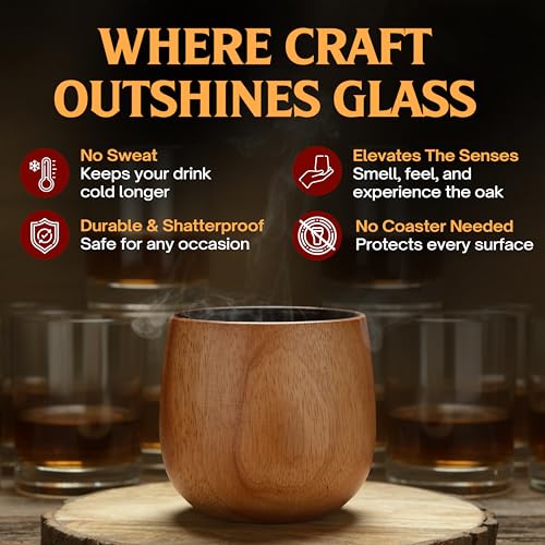 The Original Charred Wooden Bourbon Drinking Glass Bourbon Gifts for Men | Whiskey Glasses For Dad | Great Whiskey Gifts for Men Who Have Everything | Perfect Presents For Boyfriend or Dad (2 Pack) 2