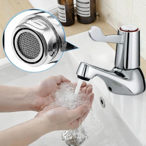 Pair of 2 Bathroom Basin Taps, Chrome Plated Copper Body Lever Bathroom Sink Tap for Hot and Cold Water, Pair of Bathroom Sink Taps for Bathroom Kitchen, Sink tap Double Basin taps