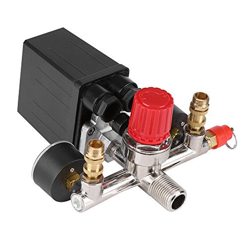 Fdit Air Compressor Pressure Switch Gauge Double Safety Valve Pressure Control with 120 Psi Pressure Regulator 230 V