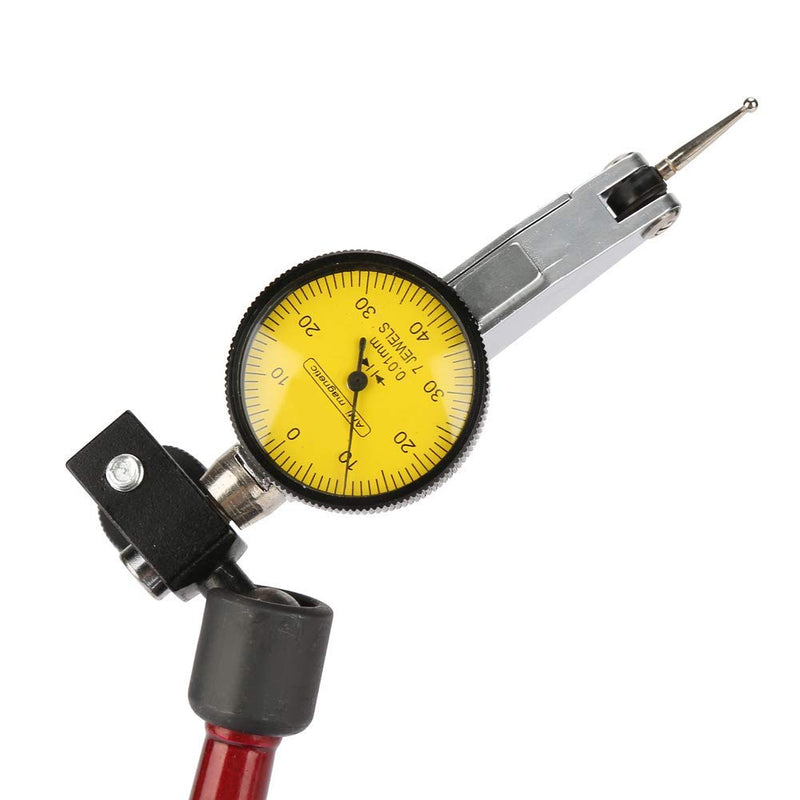 0.01mm Dial Gauge with Magnetic Holder 0-0.8mm Magnetic Measuring Tripod for Lathe Metalworking Precise Measurement with Adjustable Arm for Workshop and Industry
