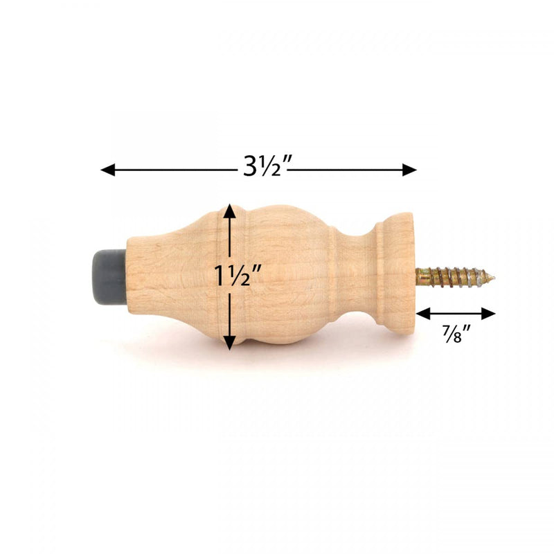 Renovators Supply Manufacturing Door Stoppers 3 5/8 in. Wall Mount Victorian Unfinished Wooden Door Bumper Stops Pack of 4