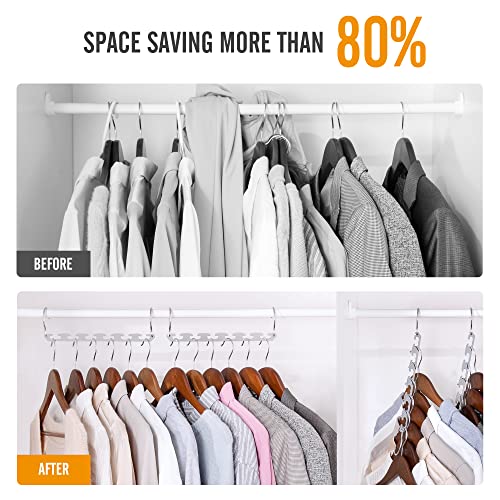HOUSE DAY Closet Organizers and Storage Space Saving Hangers 12 Pack Stainless Steel Magic Hangers Upgraded Sturdy Multiple Hanger in one Space Saver Clothes Hanger College Dorm Room Essentials 12 Pack-N