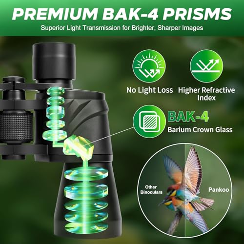 Pankoo 20x55 Binoculars for Adults High Powered,with Phone Adapter Binocular