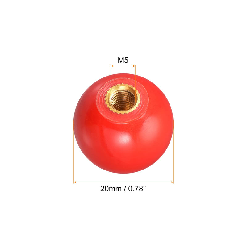 [Australia - AusPower] - uxcell 12Pcs Threaded Ball Knobs, M5 Female Thread Thermoset Ball Knob 0.78'' Dia Red Round Operation Ball Handles with Copper Insert for Machine Handle Tool Replacement M5x0.78'' 