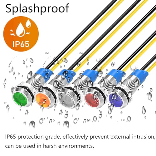 Formed 10 x 6mm 230V AC LED Metal Indicator Light Waterproof Signal Lamp (Green, Orange, Red, Blue, White, 10 Pieces) Color Mix: 220V