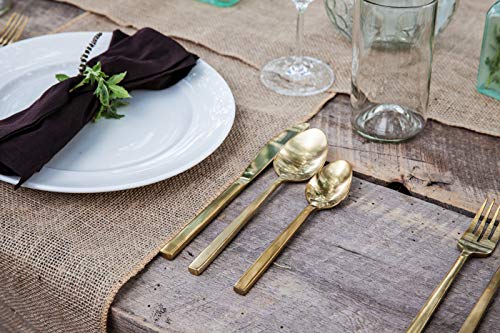 Fortessa Arezzo 18/10 Stainless Steel Flatware, 2 Piece Serving Set, 9.25", Brushed Gold