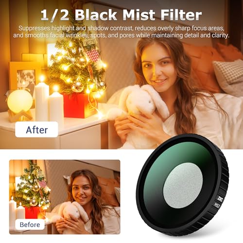 JJC 4 Pcs Filter Set for DJI Osmo Action 6,UV CPL ND16 Black Diffusion 1/2 CPL+ND16+Black Diffusion 1/2+UV