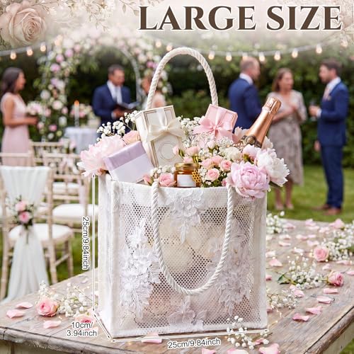 Paterr 4 Pcs Lace Bag Bride Tote Bag bridesmaid bags for wedding day