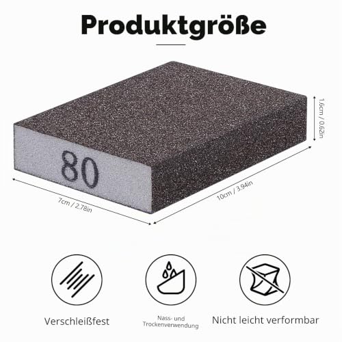 Sanding Sponge Set, 6 Grits, Wet & Dry, Can Be Cut to Size, Pack of 8 | Washable, flexible, for wood, metal, walls, plastic, ceramic, coarse to fine 60/80/100/120/180/220 8 pieces #60-#220