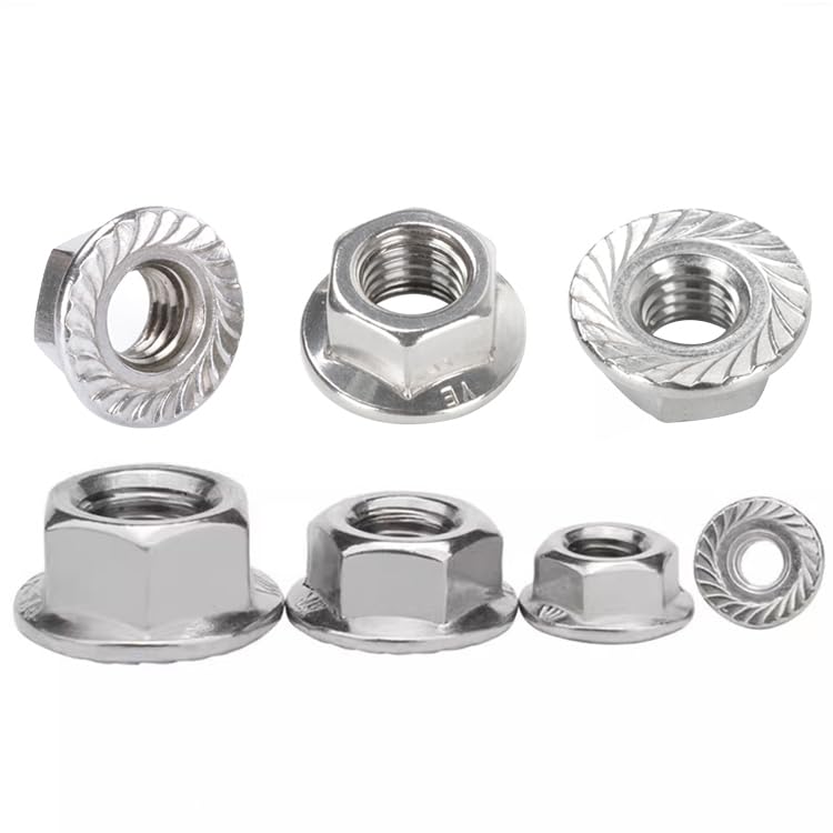 [Australia - AusPower] - M6 Serrated Flange Nuts (25 Pieces), M6x1.0 Pitch Hex Flange Lock Nut, 18-8 Stainless Steel Metric Hexagonal Lock Nut, Bright Finish, Full Thread,UNC M6-1.0mm(25pcs) 