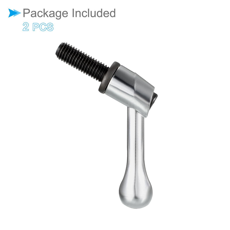 [Australia - AusPower] - Clamping Lever Handles, M10 x 25mm Male Thread, Adjustable Quick Release Locking Rotating Bolt Knobs Silver Tone - (Applications: for Lathe Machinery), 2-Pieces 