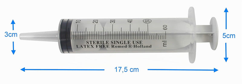 Romed Top Disposable Sterile Catheter Syringes Wound Syringes (Pack of 3, 50/60 ml)