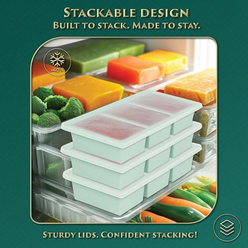 Silicone Soup Freezer Molds – 3 Stackable Trays with Lids, Makes 9 Super Soup Cubes (1-Cup/250ml Each), Dishwasher Friendly Containers, Perfect for Broth, Butter, Meal Prep, Sauces, and Leftovers