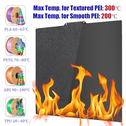 PEI Printing Plate 230 x 230 mm, Smooth & Textured PEI Spring Steel Print Bed PEI Build Plate for Anycubic Cobra 2/Kobra 2 Pro/Kobra 2 Neo 3D Printer Platforms