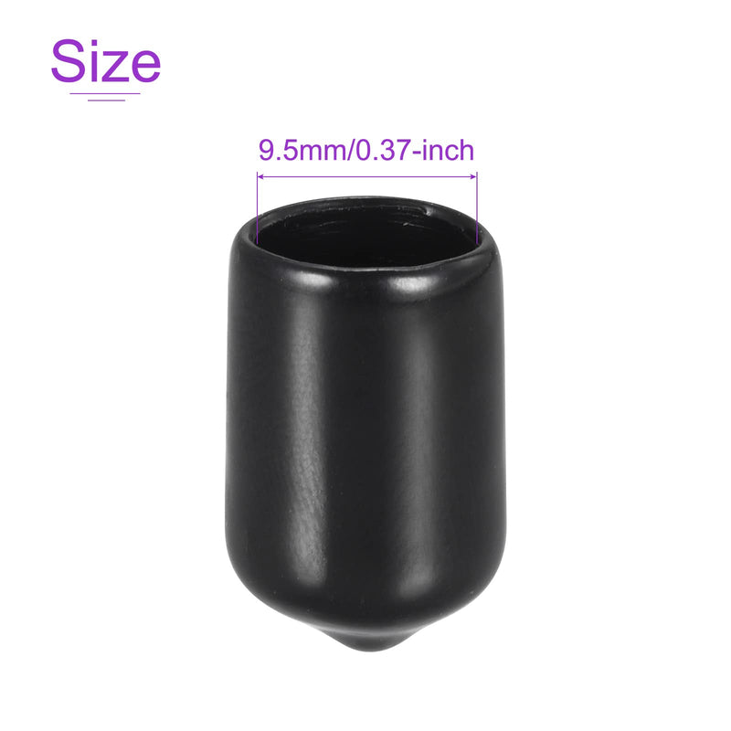 [Australia - AusPower] - DMiotech 100 Pack 3/8" ID Black Screw Thread Protectors Rubber End Caps Bolt Covers for Screw Bolt Furniture Pipe 3/8" 