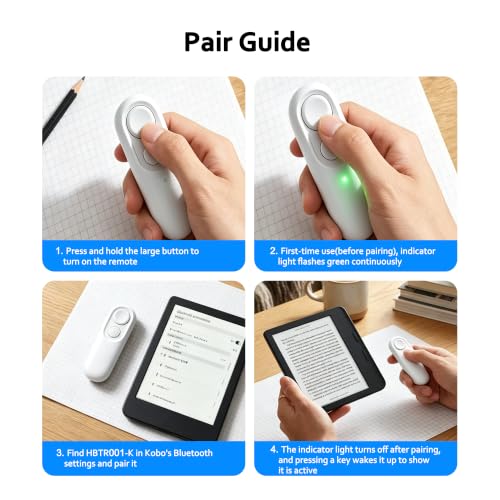 Remote Page Turner for Kobo e-Readers, Wireless Clicker Page Turner White