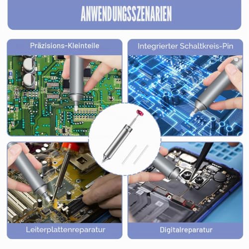 All-Metal Vacuum Soldering Extraction Desoldering Pump, Desoldering Tool with 2 Silicone Nozzles, High Suction Power, High Temperature Resistant Manual Solder Tin Extraction, Perfect Desoldering Tool