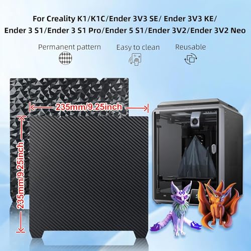 IdeaFormer PEO PET K1C Build Plate 235x235mm, Smooth PEO PET Spring Steel Bed Sheet with Magnetic Bed Plate for Creality K1, K1C, Ender 3 S1/Pro, Ender 3 V3 SE, Ender 3 V3 KE, Ender 5 S1 PET PEO with Magnetic Plate