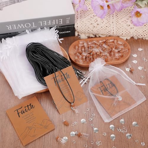 50 Sets Mustard Seed Faith Necklace for Women Mustard Seed Gift Bulk